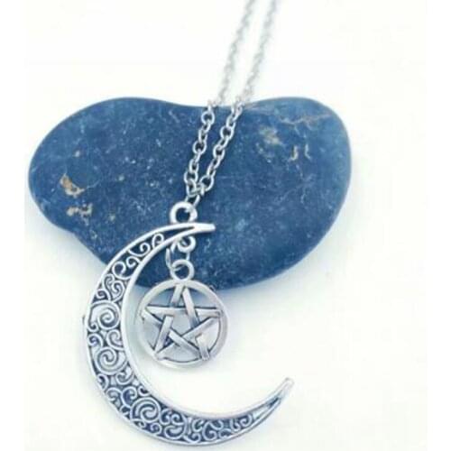 1 pcs Crescent Moon / Witchcraft Pentagram Charms Pendants Necklaces For Women Men Wicca Pagan Gift Jewelry New