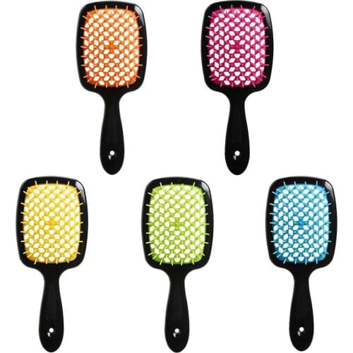 Wide Teeth Hair Brush Scalp Massage Comb Bristle&Nylon Women Wet Curly Detangle Hair Brush for Salon Hairdressing Styling Tools