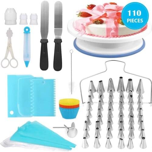 SHENHONG 110Pcs Icing Piping Tips Cake Decorating Tools Cream Bag Pastry Nozzles Converter Confectionery Cupcake Dessert Baking
