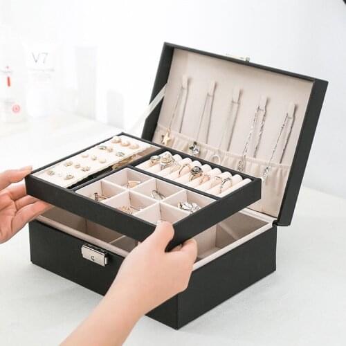 WE Lady PU Leather Jewelry Box Storage Ring Display Case Portable Jewelry Organizer for Necklaces Joyeros Organizador De Joyas