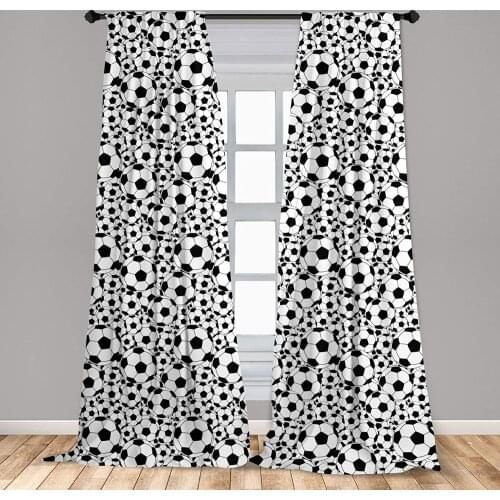 Soccer Curtains Monochrome of Classical Football Balls Boys Cartoon Window Treatments for Living Room Bedroom Decor