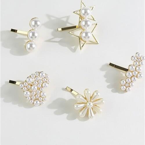 SHUANGR Fashion Korean Pearl Hair Clips for Women Hairpin For Girls Sweet Wedding Hair Accessories HeadwearJewelry Gift