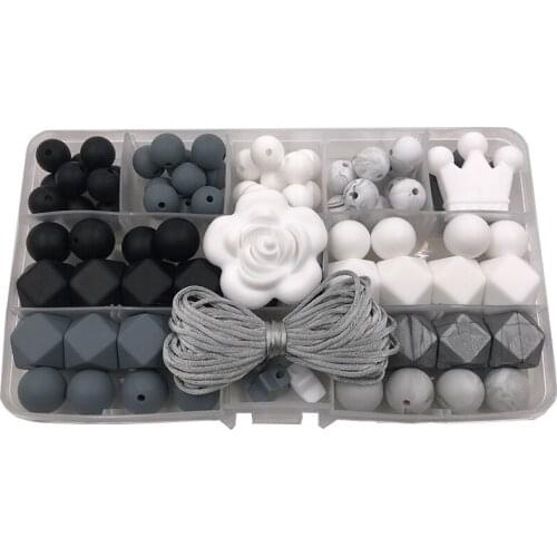 Silicone Teether Baby DIY Craft Set Pacifier Clips Crib Toy Safe And Natural Silicone Bead Teether Necklace Pendant