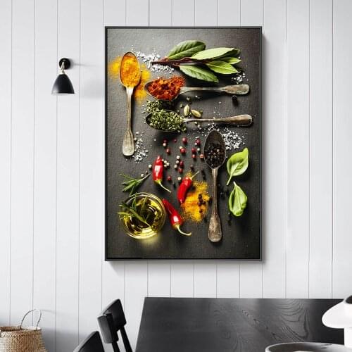Herbs and Spices kitchen Decor Art Paintings On the Wall Art Posters And Prints Still Life of Herbs Art Pictures Home Decor