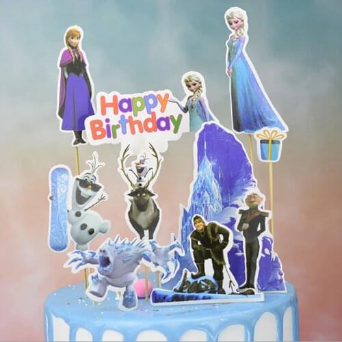 1pcs/lot Frozen Princess Elsa Birthday Party Decor Kids Cake Topper For Girls Birthday Decoration Anniversaire Cake Supplies