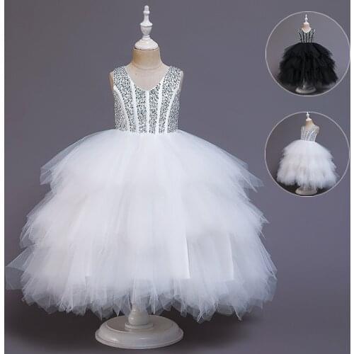 Sequins Girl Evening Dress Bridesmaid Dresses for Kid Girl Dresses for Party Wedding Long Prom White Dresses Clothing 10 12 Y