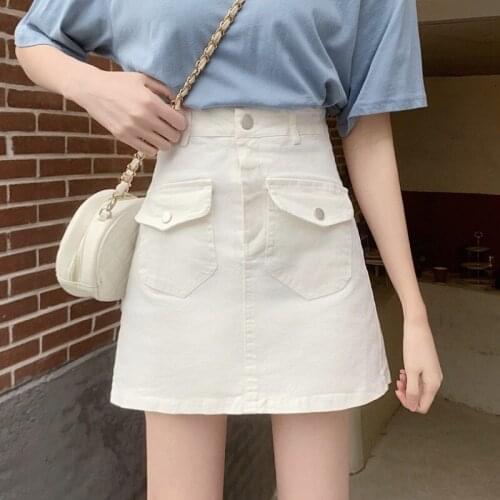 Spring and summer 2021 new a-line skirt Korean version of the high-waisted thin hip skirt Slim all-match short skirt