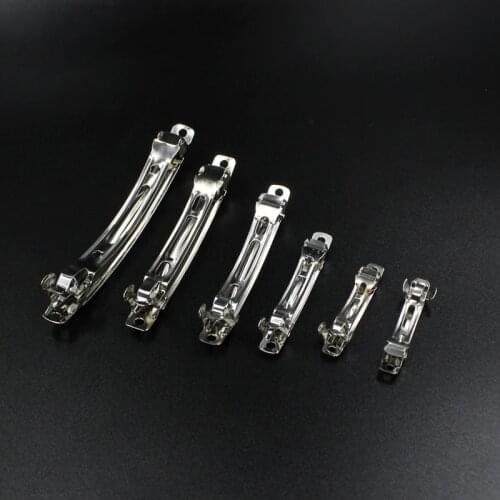 10pcs French Barrette Style Spring Hair Clips Automatic Clip Blank Width Setting Rhodium Bow Hairpin Supplies For Jewelry Making