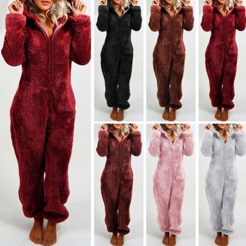 One Piece Pajamas For Women Onesies Hooded Winter Fleece Homewear Autumn Cute Sleepwear Coral Long Thick Warm G7O8
