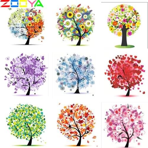 ZOOYA Diamond Painting Full Square Four Season Trees Diamond Embroidery Needlework DIY Kits Wall Paintings Home Decoration SF044