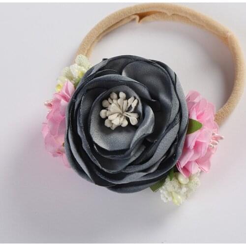1pc Newborn Baby Floral Nylon Headbands Handmade Girls Flowers Hair Bands Toddler Soft Nylon Head Bands Hair Accessories