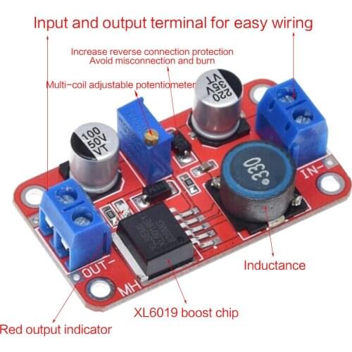 1Pcs DC-DC Adjustable Boost Power Module 5A Current High Power 5A DC-DC Step Up Power Module Boost Volt Converter