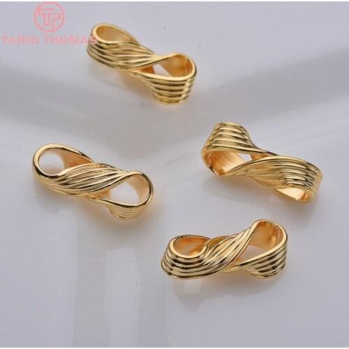115) 10PCS 4.3x12MM 24K Gold Color Plated Brass 8-word Twist Connector High Quality DIY Jewelry Making Findings
