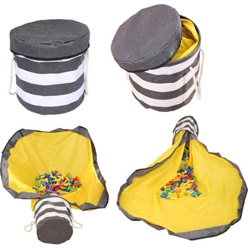 145cm/57inch Capacity Portable Drawstring Toys Storage Basket Fast Clean-Up Bags Play Mat Toys Organizer Storage Container