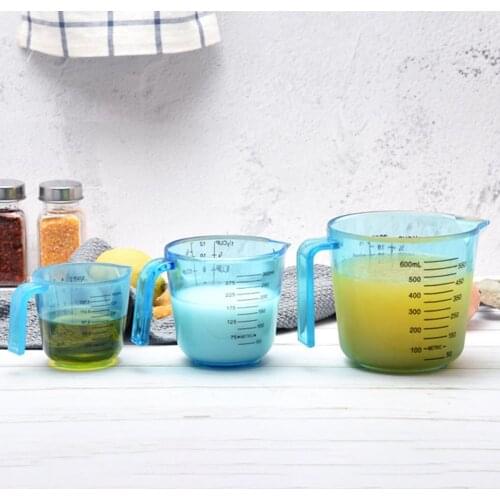 150/300/600ml Plastic Measuring Cup Transparent Blue Mug Pour Spout Clear Liquid Measure Beaker JugCup Container High Quality