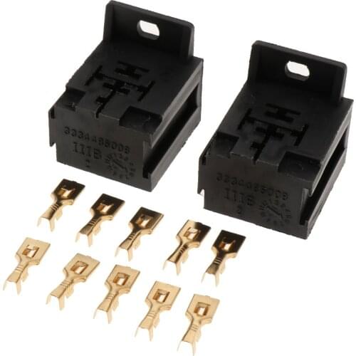 2 Pcs Car Double Relay Base Holder Auto Relay Fuse Box Assembly Block & 10 Terminals For Auto Engine 5 Pin Relay Car Accessories