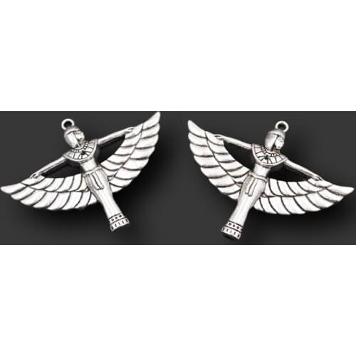 4pcs Silver Plated Spreading Wings Angel Pendants Retro Necklace Accessories DIY Charms For Jewelry Crafts Making 56*42mm A2084