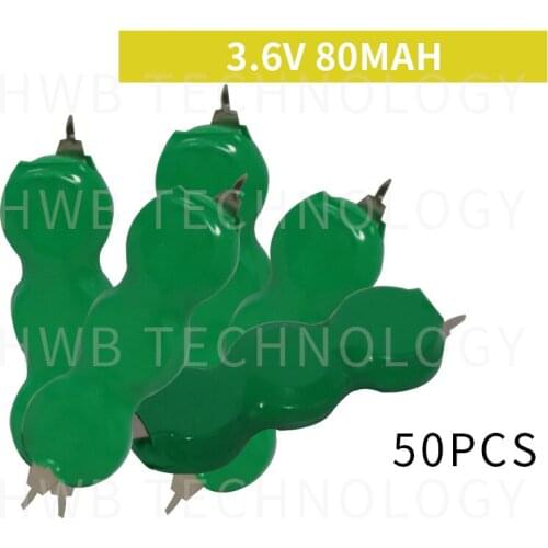50pcs/lot 3.6V 80mAh NI-MH button battery Rechargeable Button batteries PLC industrial control battery