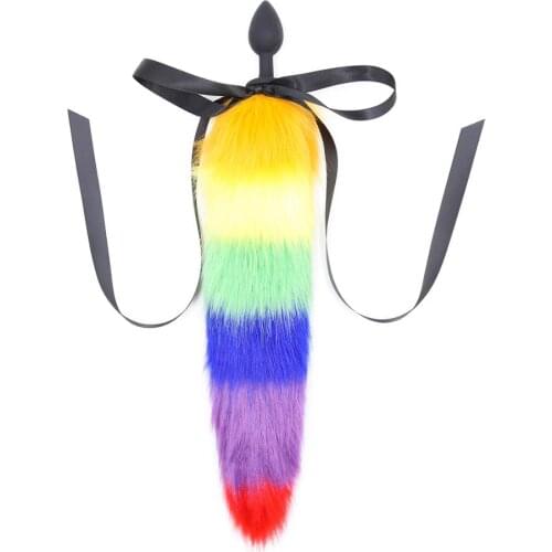 Adult Sex Products Polyester Tail Anal Plug Feather Pull Beads Metal Stainless Steel Anal Plug Unisex Back To Court Flirt Toy