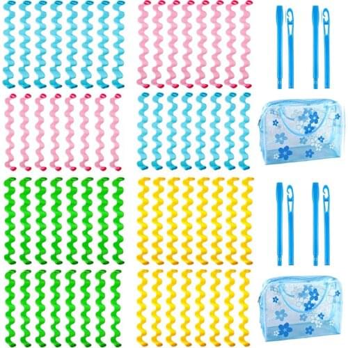 32pcs Hair Curlers No Heat Spiral Curls Styling Rollers with 4pcs Styling Hooks Accessories for Home Salon DIY Hairstyling