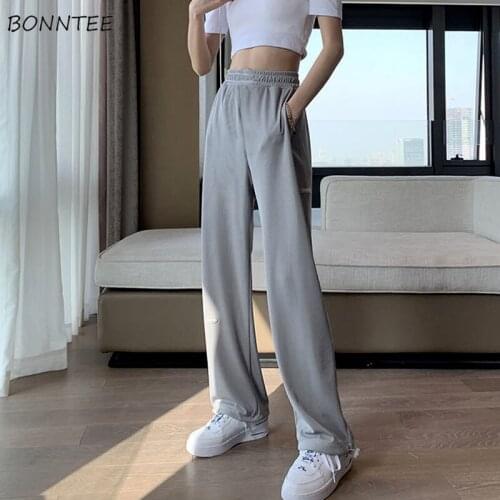 Pants Women Soft New Fashion Korean Solid Lace Up Stretch Waist Harem Trousers Summer Leisure Popular Student All-match Loose
