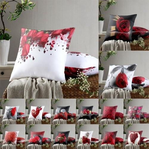 Red Rose Pillow Case Home Decor Dakimakura Living Room Decoration Sofa Cushion Cover Decorative 45x45cm 50X50CM Chair Flower