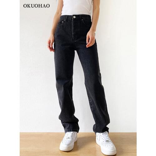 Black Jeans Woman High Waist 2021 New Streetwear Baggy Mom Jeans Vintage Denim Trousers Female Washed Casual Fashion Y2k Pants
