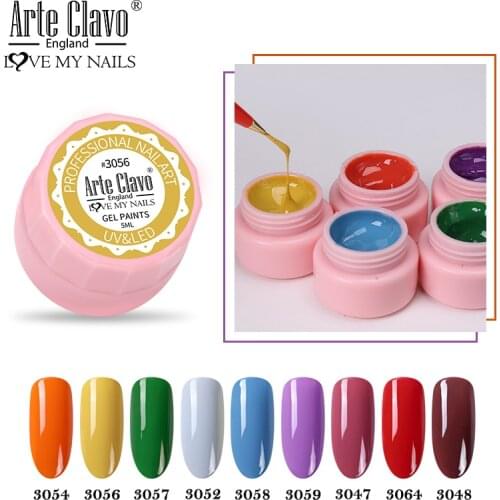 Arte Clavo 5ML Painting Gel Nail Polish 72 Colors Gel Varnish Set For Manicure Top Base Coat Hybird Design of Nail Art Lacquer