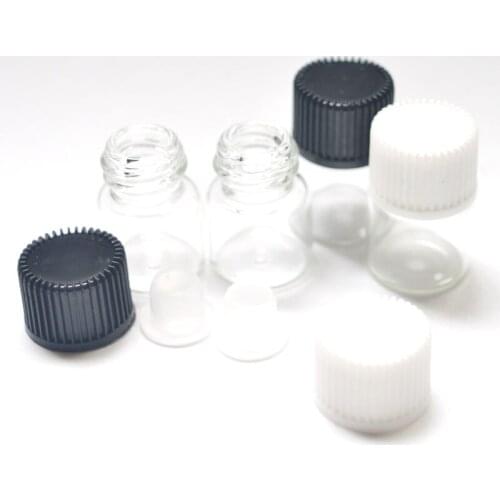 50pcs 16*21mm 1ml Clear Glass Bottle With Flip Plug Reducer And Screw Cap Mini Empty Wishing Vial
