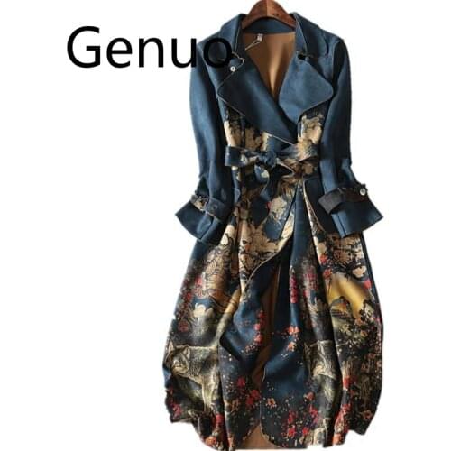 Genuo Women's Suede Trench Coats