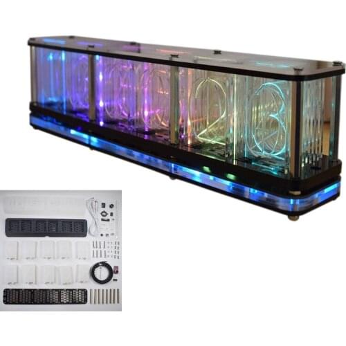 H7JB Imitate Full Color RGB Glow Tube Clock LED Music Spectrum DIY Kits Decor Gift