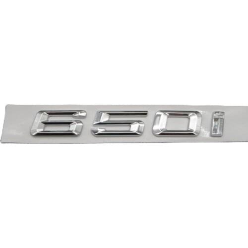 Chrome Shiny Silver ABS Number Letters Word Car Trunk Badge Emblem Letter Decal Sticker for BMW 6 Series 650i