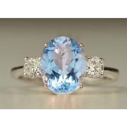 Exquisite Silver Color Oval Shape Zircon Rings for Bridal Wedding Jewelry Cocktail Party Women Crystal Ring Engagement Jewelry