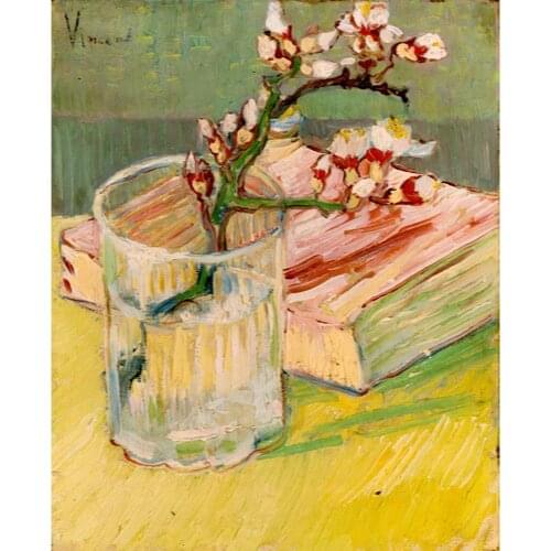Handmade oil painting reproduction of Vincent Van Gogh High quality Nature Morte, Branche d Amandier Living room decor