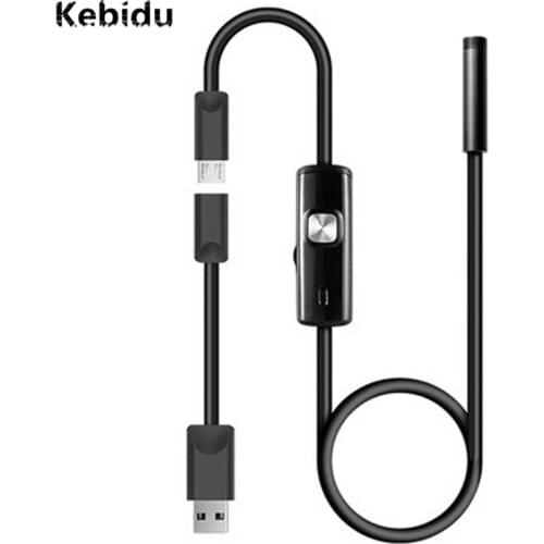 Kebidu Mini USB 1m /7mm Camera Waterproof Endoscope with 6 LED Lens Rigid Inspection Snake Tube Borescope for Android Hot Sale