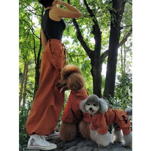 People Dog Family Suit Poodle Schnauzer Bearded Collie Large Dog Clothes Four Feet Overalls People Cargo Pants Pet Suit Autumn