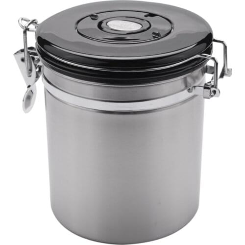 Coffee Flour Sugar Stainless Steel Container Dili Kitchen Storage Canister Vacuum Co2 Valve Airtight Coffee Container Storage Ca