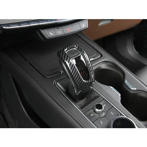 For Cadillac XT4 2018-2020 Carbon Fiber Look Gear Shift Knob Grip Cover Trim 1pcS Car modification Auto parts