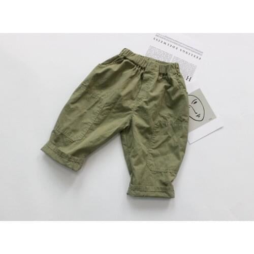 2020 Summer Korean Style Baby Boys Cargo Pants Kids Clothes Casual Pure Color Toddlers Children Trousers
