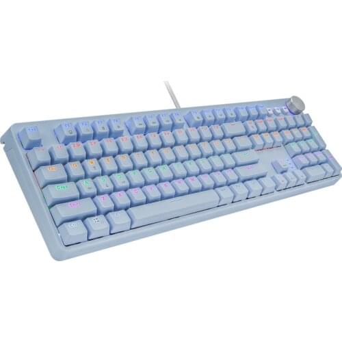 HUO JI BT-855 Mechanical Gaming Keyboard LED Backlit USB Wired with Brown Switches Multi-Media Keys 108 Keys No Conflict Blue