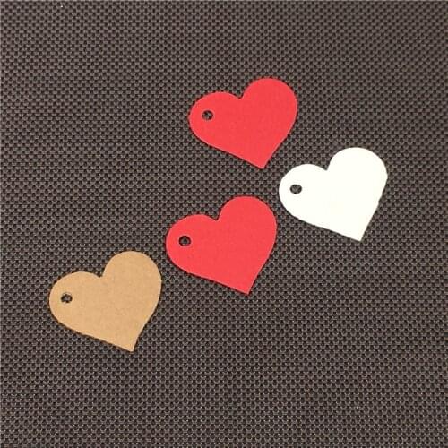 Heart Shape Mini Size Kraft Paper Hang Tags Clothing Label Price Tags Cute Love Handmade Thank You Red Blank DIY 100Pcs/Lot