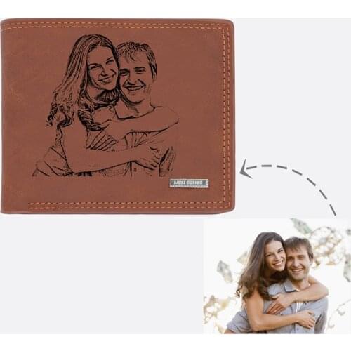 Picture Wallet Fashion Casual Short PU Frosted Multi-Card DIY Wallets Customized Engraving Photo Simple Purse For Men