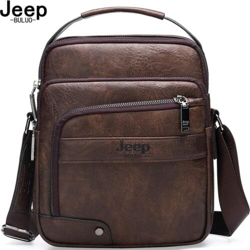 JEEP BULUO Men Leather Bags New High Quality Fashion Business Crossbody Shoulder Bag For Man large Capacity Male Messenger Bags