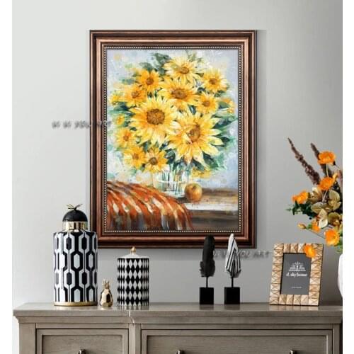 Wall Art Painting For Bedroom Abstract Sunflower Painting 100 Handmade Oil Painting On Canvas Modern Plant
