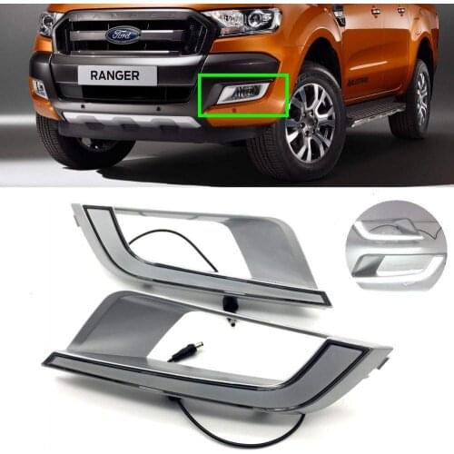 New Car LED Daytime Running Lights Front Bumper White DRL Kit for Ford Ranger 2015 2016 2017