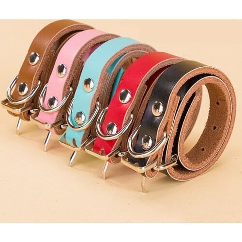 Genuine Leather Dog Collar and Leash Adjustable Dog Collar Soft Real Leather Training Leash for Pitbull Bulldog Pet Products