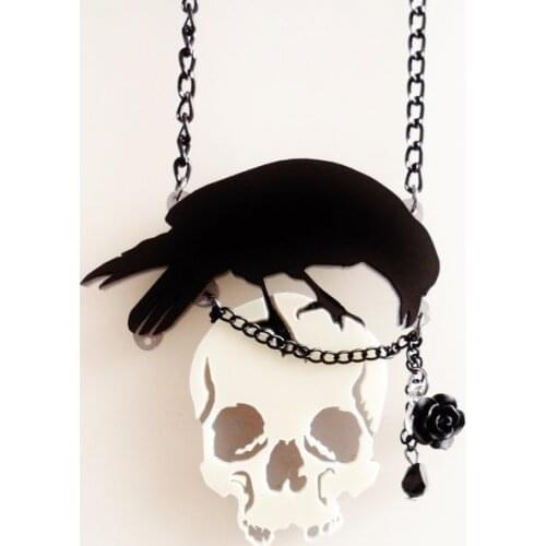 Necklace Dark Black Flower Magic Crow Simple and Elegant Temperament Accessories Individual High Quality Ancient Delicate Charm