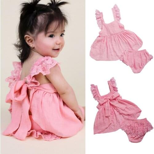 Baby Girls Dress Tops Princess Party Bottoms 2pcs Clothes Set Toddler Infant Kids Baby Girl Clothing Summer