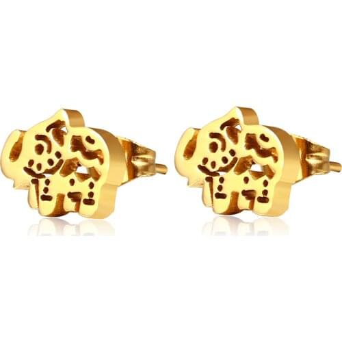 Simple personality creative elephant hollow stainless steel titanium steel earrings temperament earrings