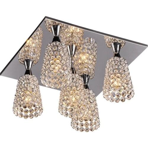 Modern upside down Crystal Wine Cup Dining Room Ceiling Lamp Bedroom Study Room Ceiling Light Living Room 5 Heads Ceiling Lights